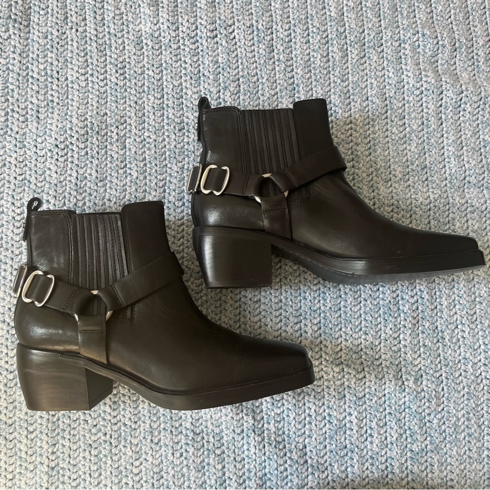 Sam Edelman Black Ankle Boots with Buckle Detail